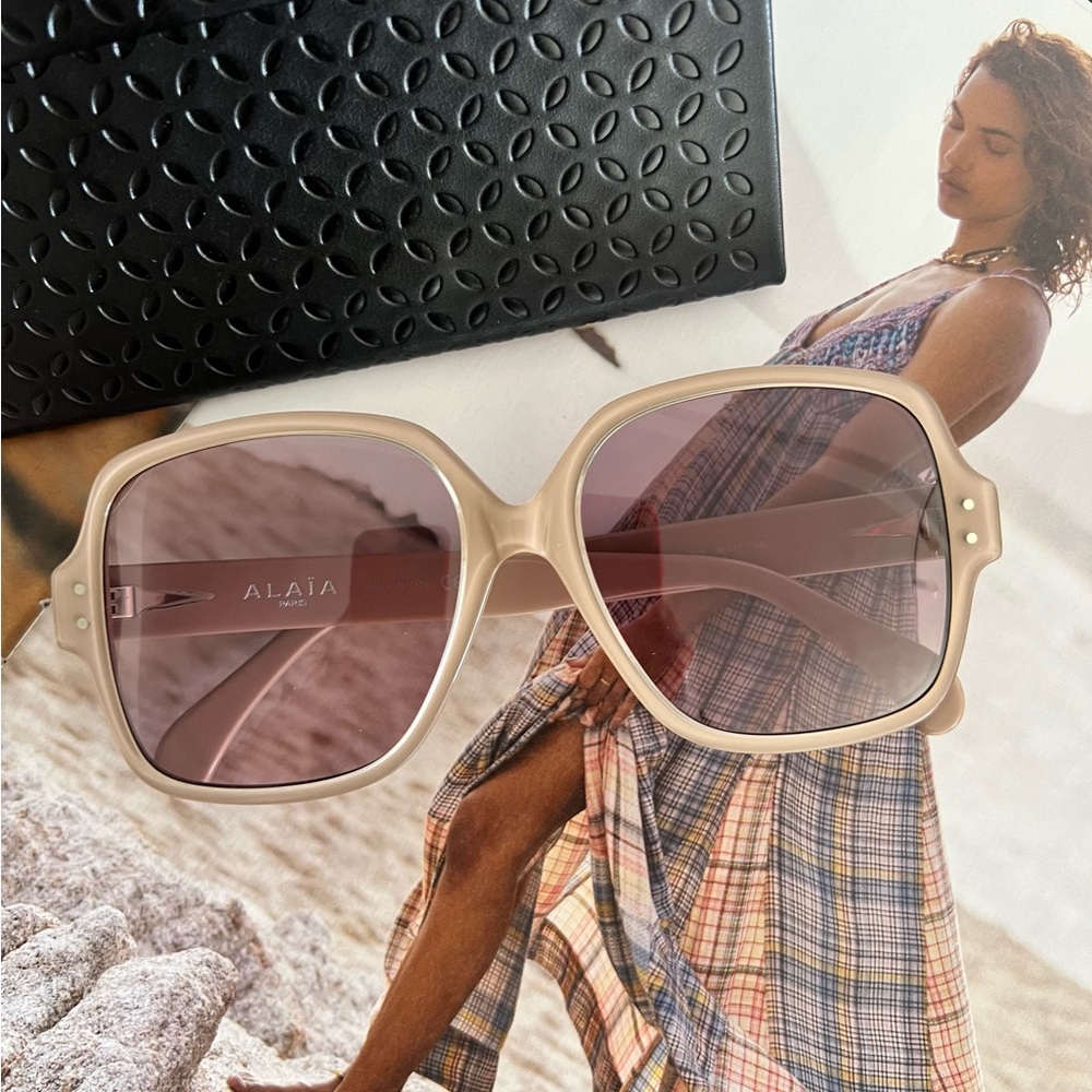 Alaia women’s nude square sunglasses